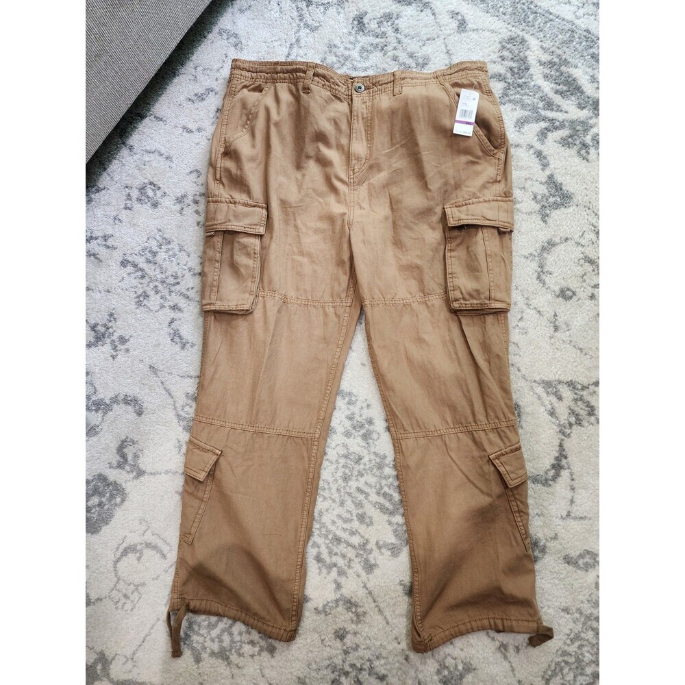 NEW Aeropostale Cargo Pants Mens XXL Khaki Baggy Nonstretch Zip Fly Drawstring